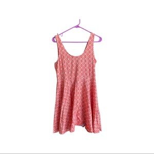 Urban Outfitters Ecote Mini Skater Dress, orange & white pattern - Size L -